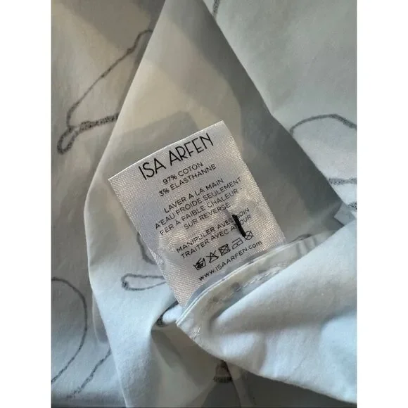 Isa Arfen White Floral Print Tie Knot Front Cutout Mini Dress 3/4 Sleeve Small - Picture 8 of 8